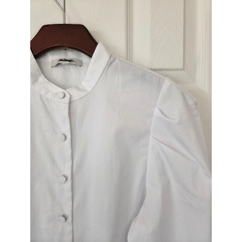Madewell Puff‎ Sleeve Button Up Shirt Women M White NWOT $88 NW627